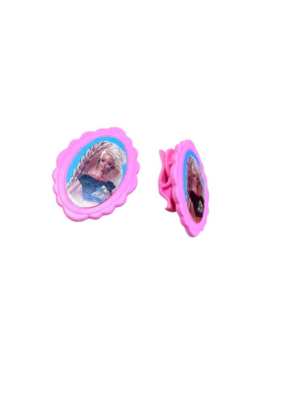 Barbie 1983 Mattel Tray Hairbrush Earring Clips Pink Doll Accessories Vintage - Picture 3 of 5